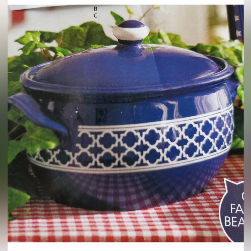 Celebrating Home Stoneware collection Blue Indigo casserole with lid